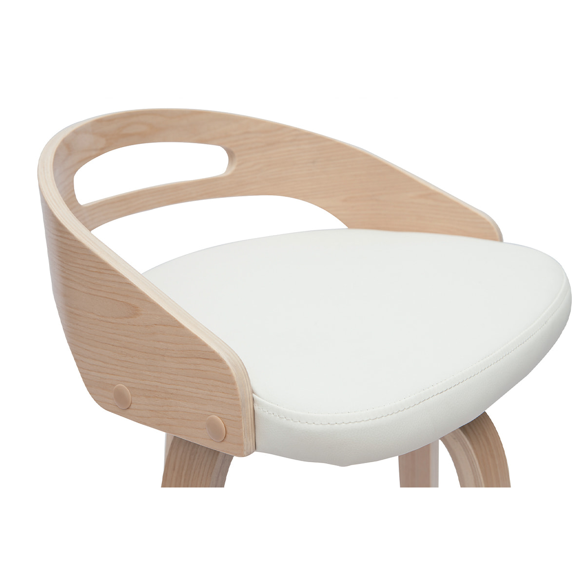 Tabourets de bar design bois clair et polyuréthane blanc 65cm pivotant 360° (lot de 2) MANO