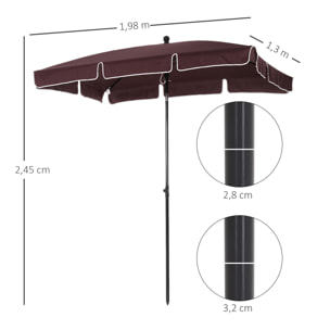 Sombrilla de Poliéster Aluminio 2x1,25x2,35m Marrón