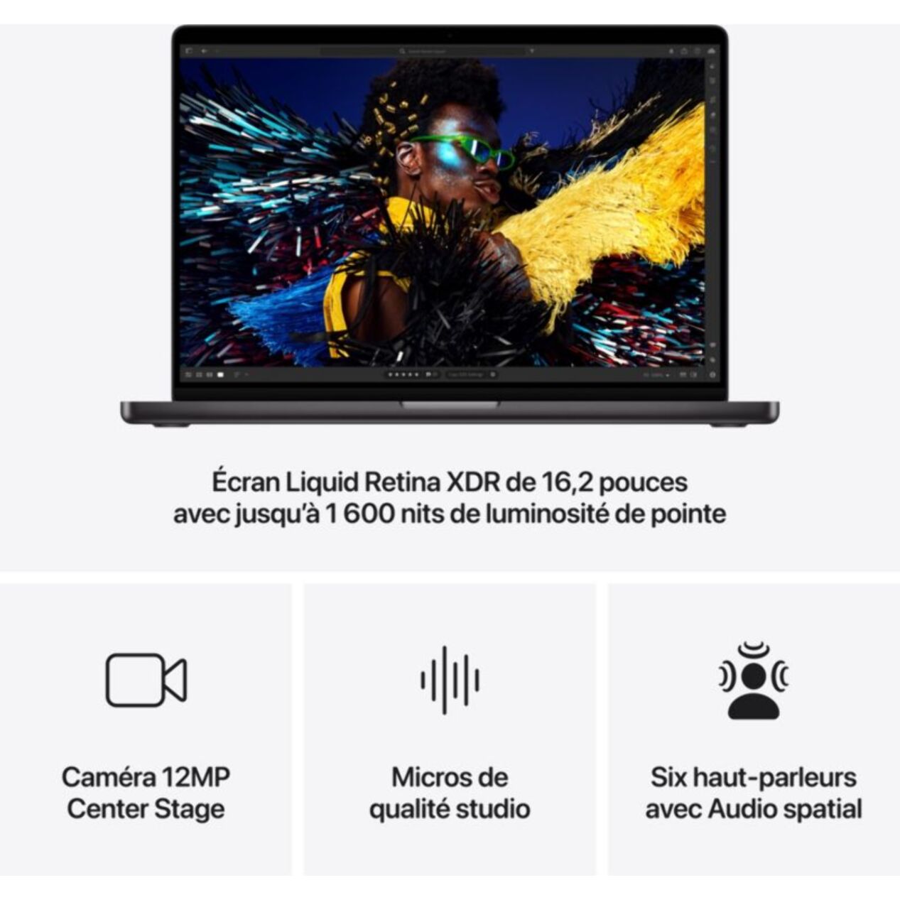 Ordinateur Apple MACBOOK Pro 16" Puce M4 Max CPU 14 / GPU 32 coeurs Mémoire RAM 36Go Stockage 1To SSD XDR Noir sidéral