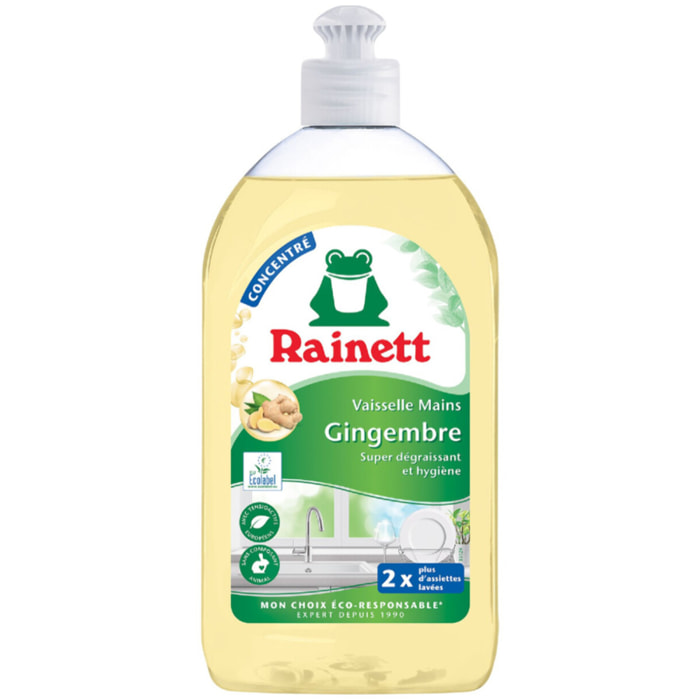 Pack de 8 - Rainett - Liquide Vaisselle Concentré Gingembre 500ml