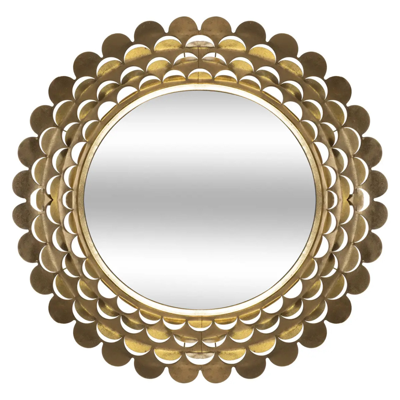 Miroir "Fleur" métal doré D91cm