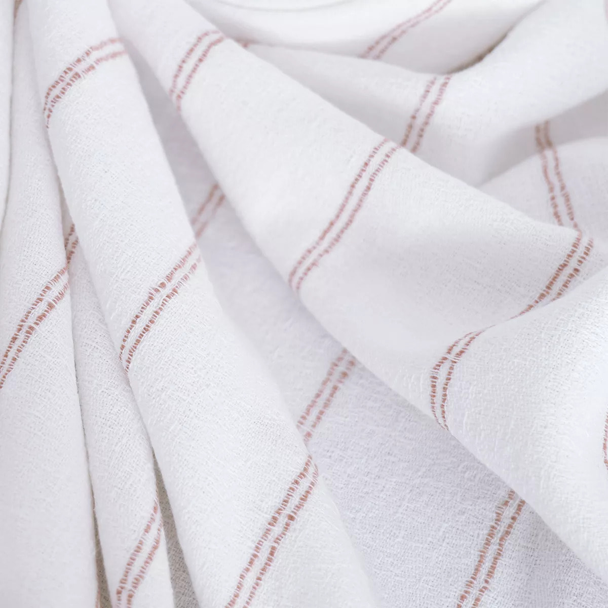 Nappe pur coton lavé motif jacquard blanc orange Rimini terracotta