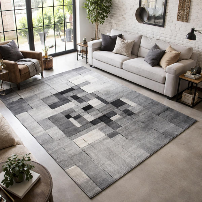 Tapis salon et chambre tissé motif géométrique SAKE