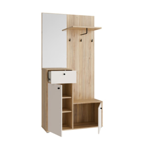 Meuble d'Entrée Décor Bois de Chêne et Sable Miroir - KENDJI