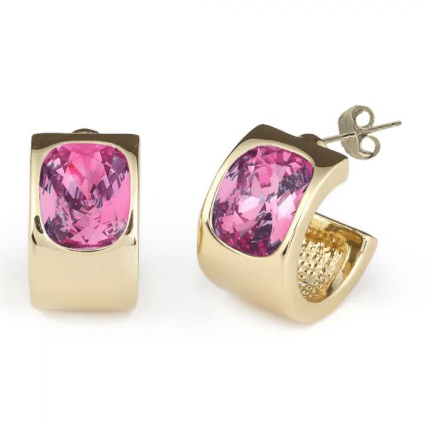 Pendientes Galia rosa brass bañado en oro amarillo 18K y cristales de Swarovski