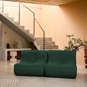 Fauteuil chauffeuse en velours style contemporain 2 places vert