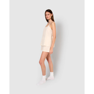 Pigiama corto mussola spalline bianco