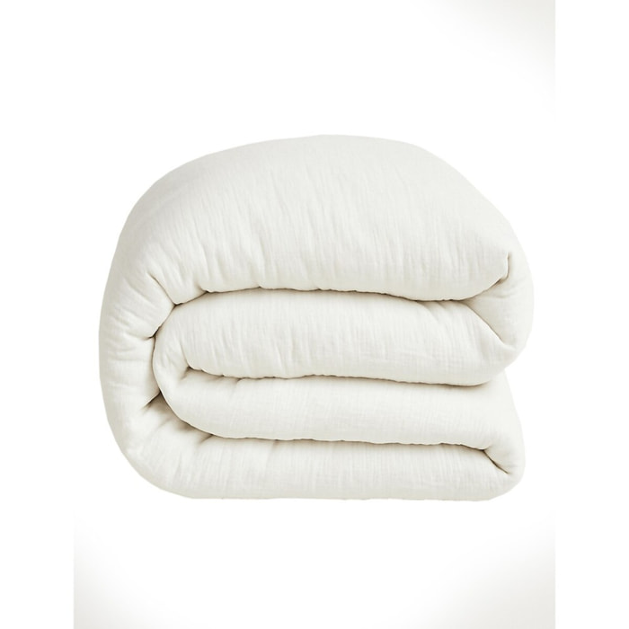 Drap housse gaze de coton lavé blanc pur