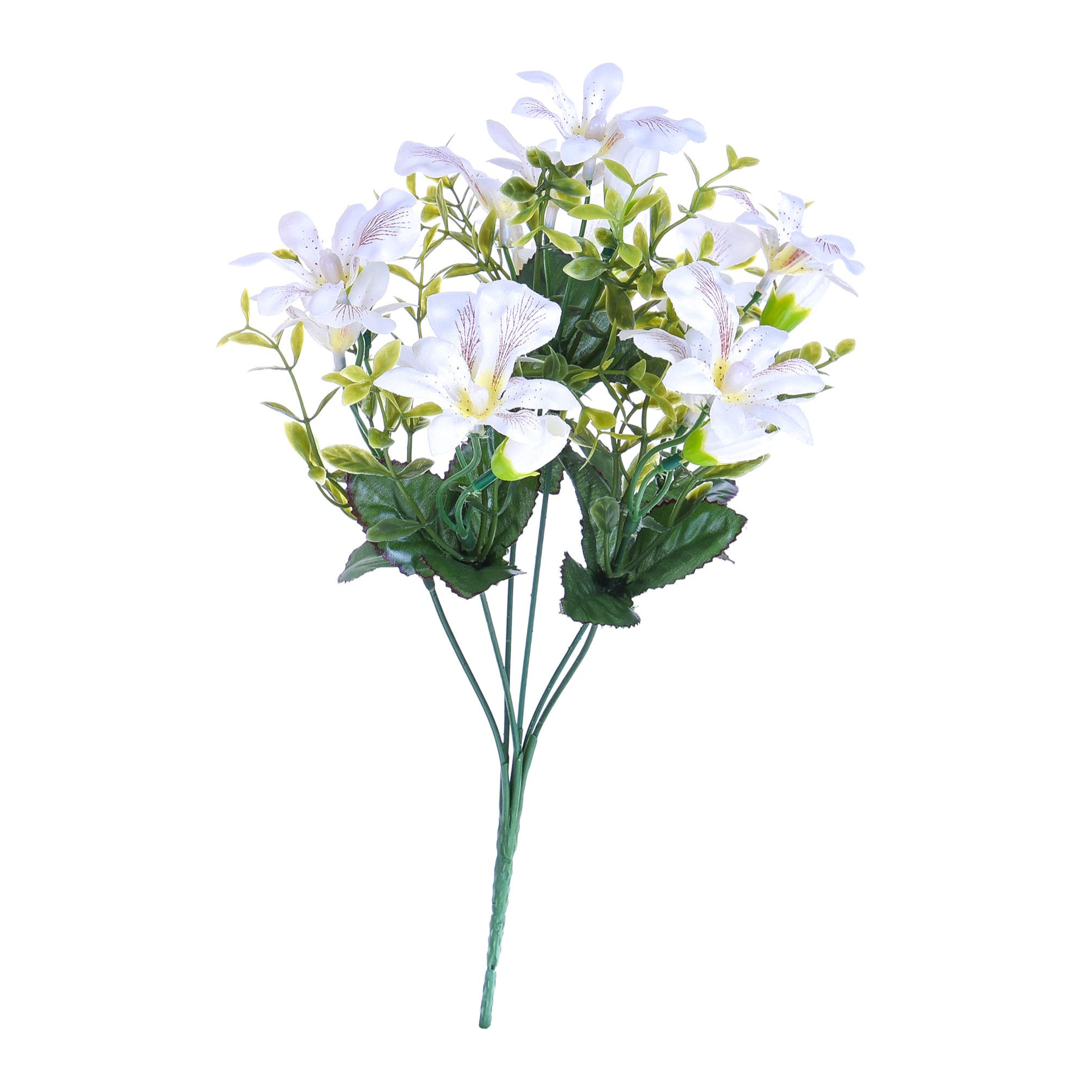 Bouquet Mini Di Orchidee. Altezza 30 Cm - Pezzi 12 - 16X30X16cm - Colore: Bianco - Bianchi Dino - Fiori Artificiali