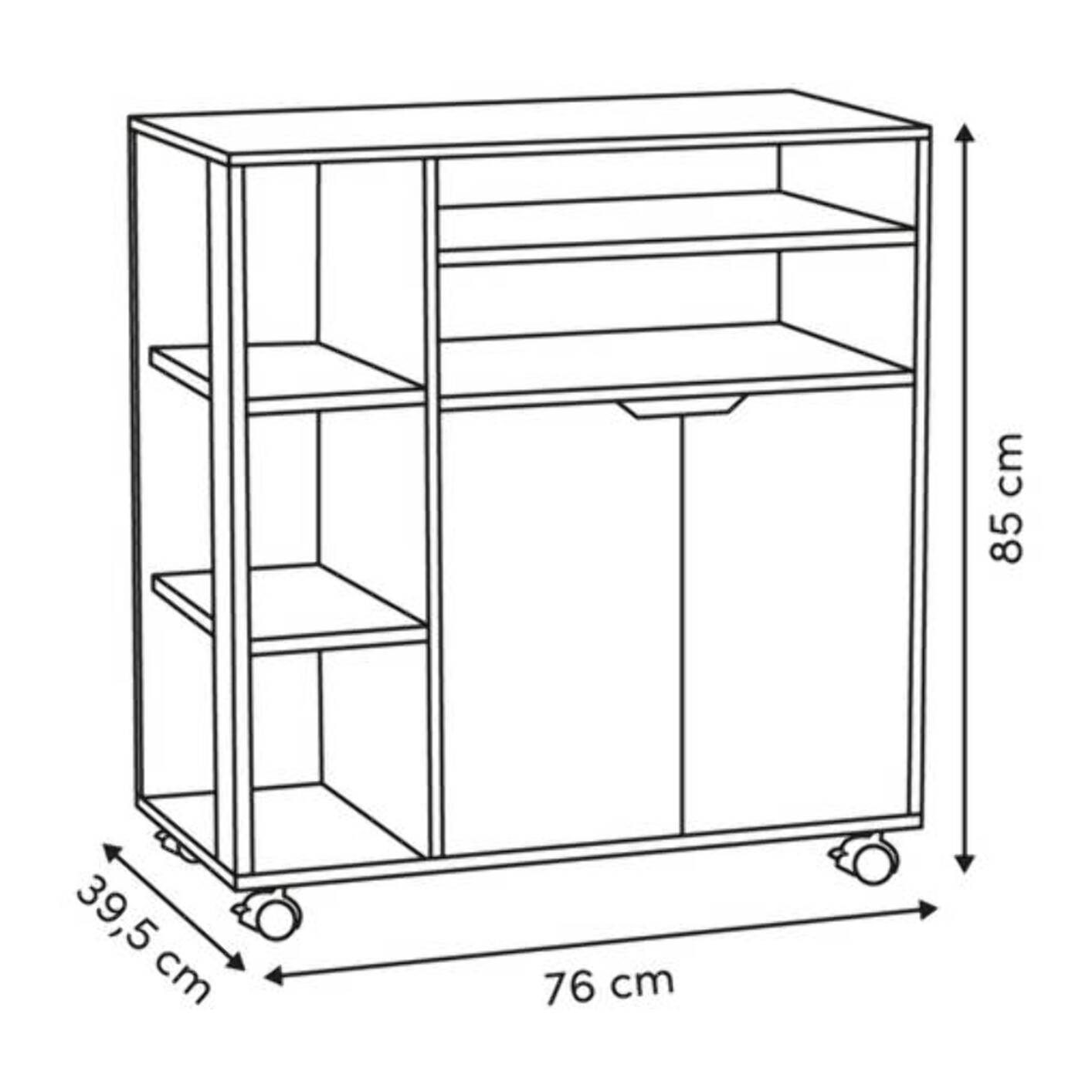 Desserte à roulettes Eat up blanc et bois
