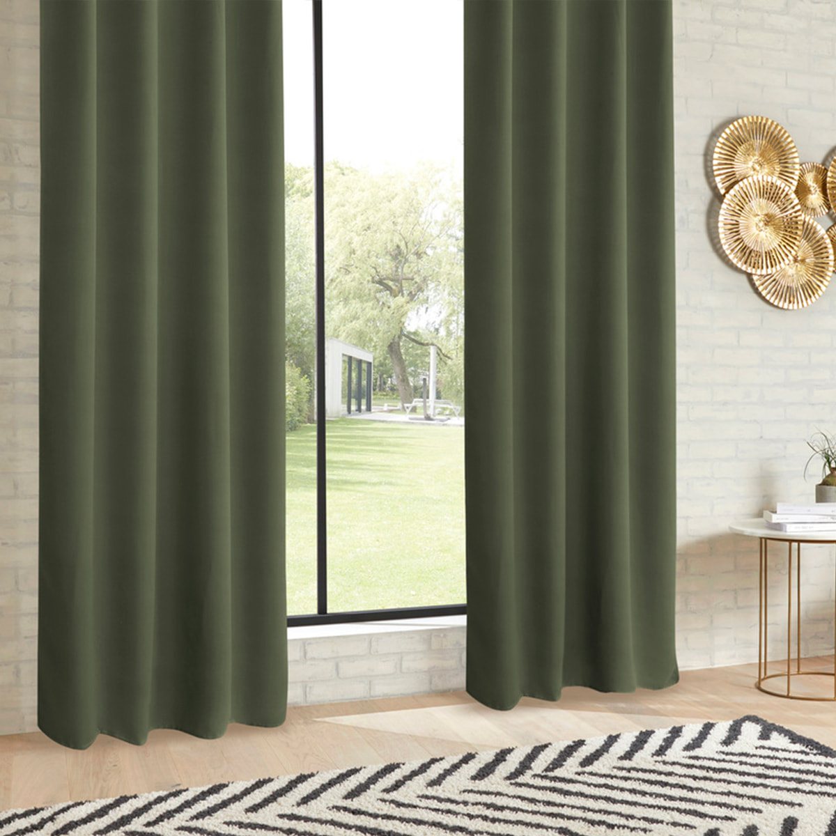 Rideau occultant "Odelie" vert kaki 135x240cm