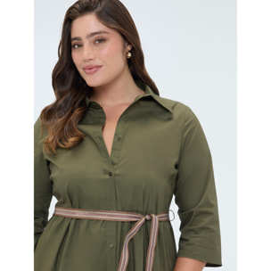 Fiorella Rubino - Vestido camisero Power en viscosa - Verde militare