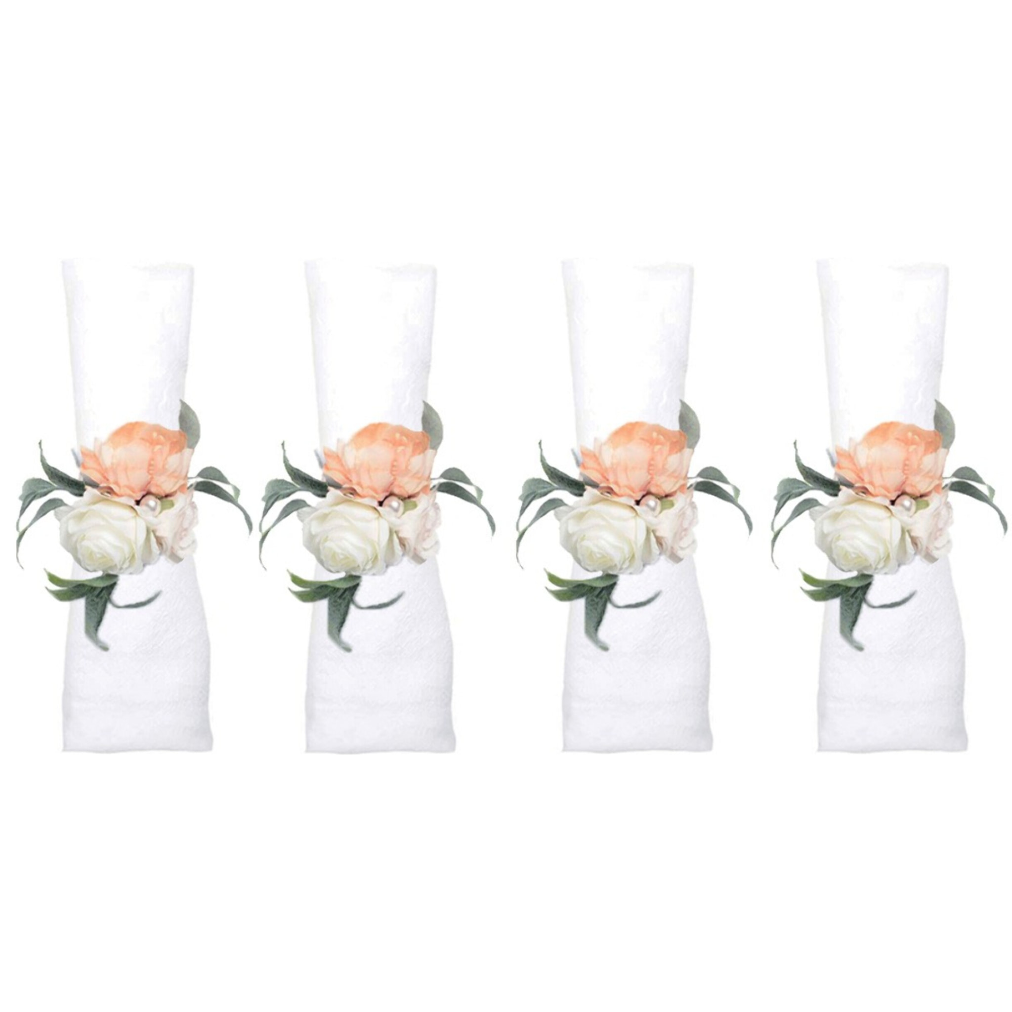 LOT DE 4 RONDS DE SERVIETTES BOUQUETS DE FLEURS