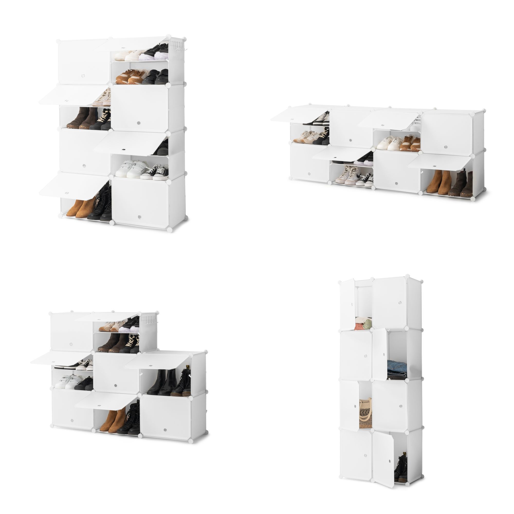 Scarpiera modulare portatile - 28 paia - bianco - 84x128x32 cm