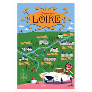 Poster sur la route des chateaux de la loire Affiche seule