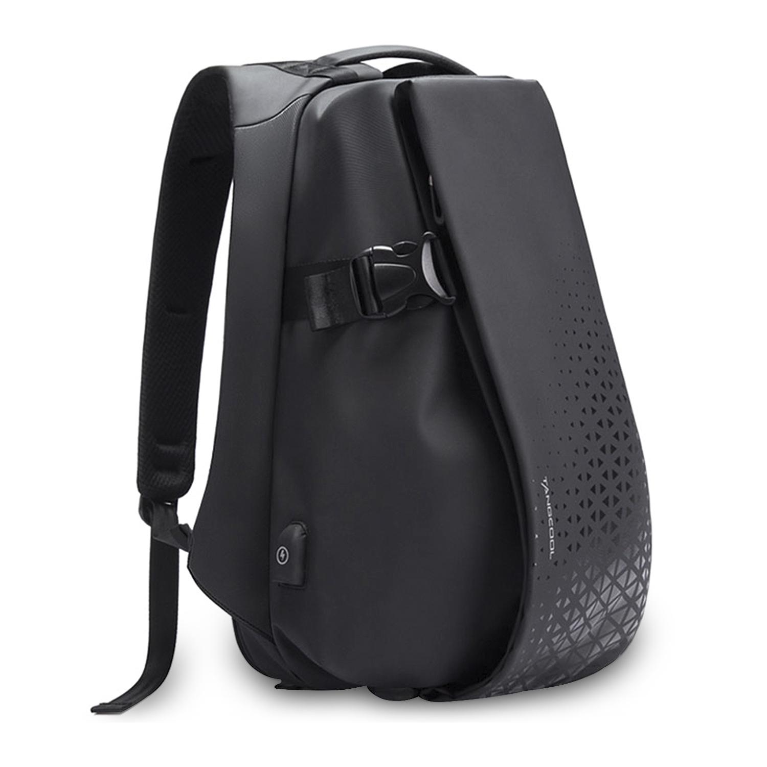 DAM Mochila multi compartimento con capa impermeable. Toma USB externa. Laptop 17'' + Tablet 9,7''. 31x18x48 Cm. Color: Negro