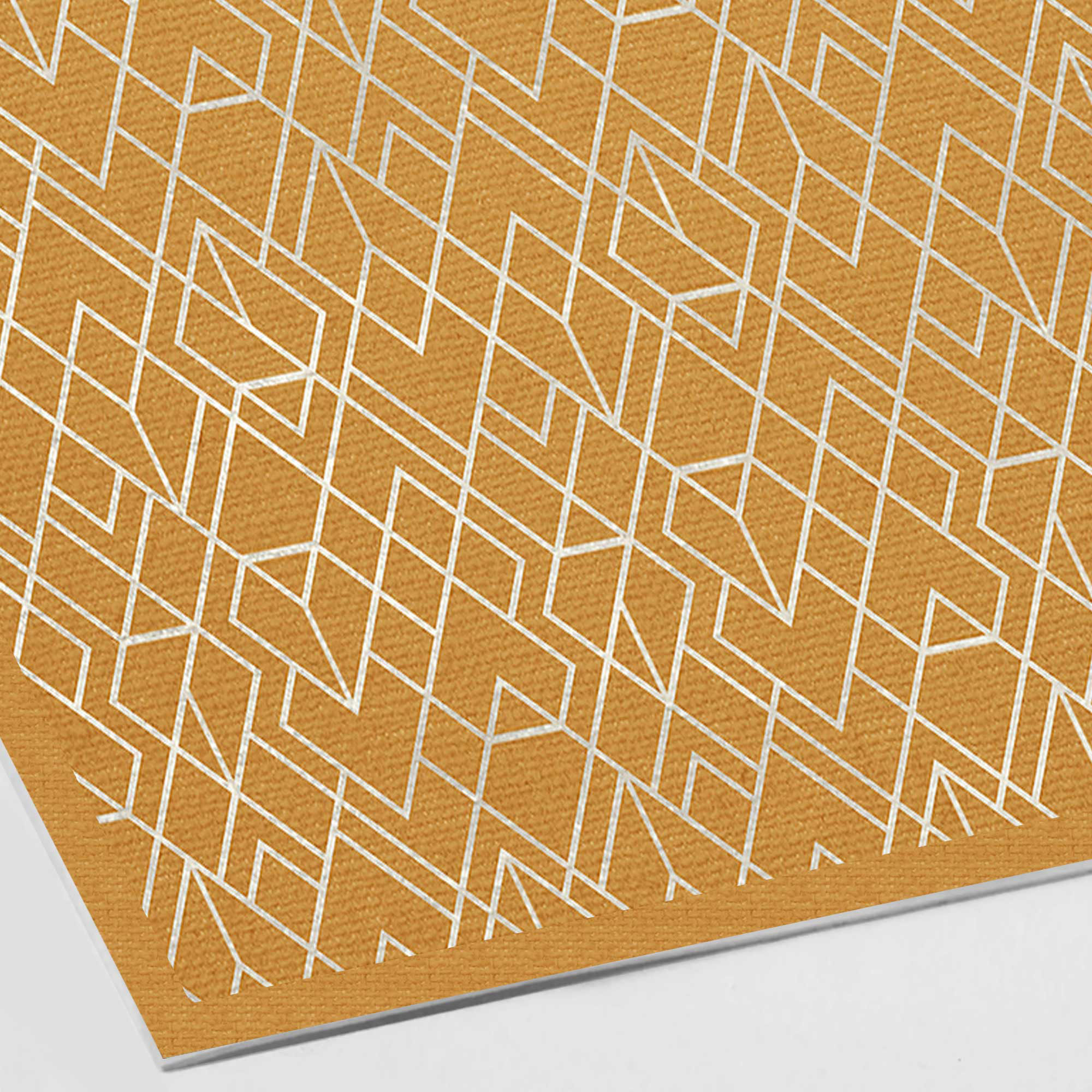 VINILIKO, set de 4 individuales de mesa Geometría 3d mostaza 4u-30x45 cm