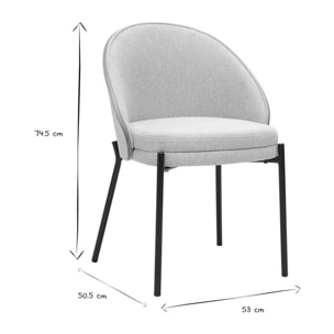 Chaises en tissu effet velours texturé beige, bois clair et métal (lot de 2) TUCSON