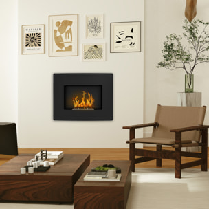 Chimenea de Bioetanol de Pared Estufa de Bioetanol Curva con Tanque de 0,9 L Apagallamas de Acero Inoxidable Tiempo de Combustión 3,3H para Interiores 15-20 m² 66x16x52 cm Negro