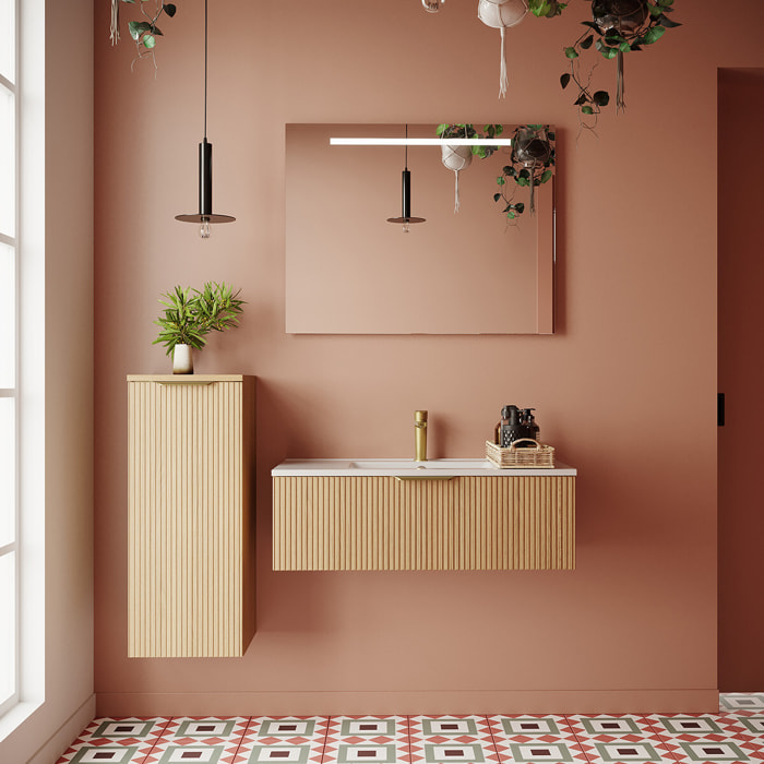 Ensemble vasque intégrée 1 tiroir + miroir - VENICE