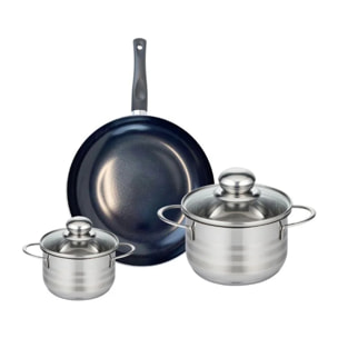 Ensemble de 1 Poêle de cuisson 24 cm et 2 faitouts 12 et 16 cm Elo Prima Brillant