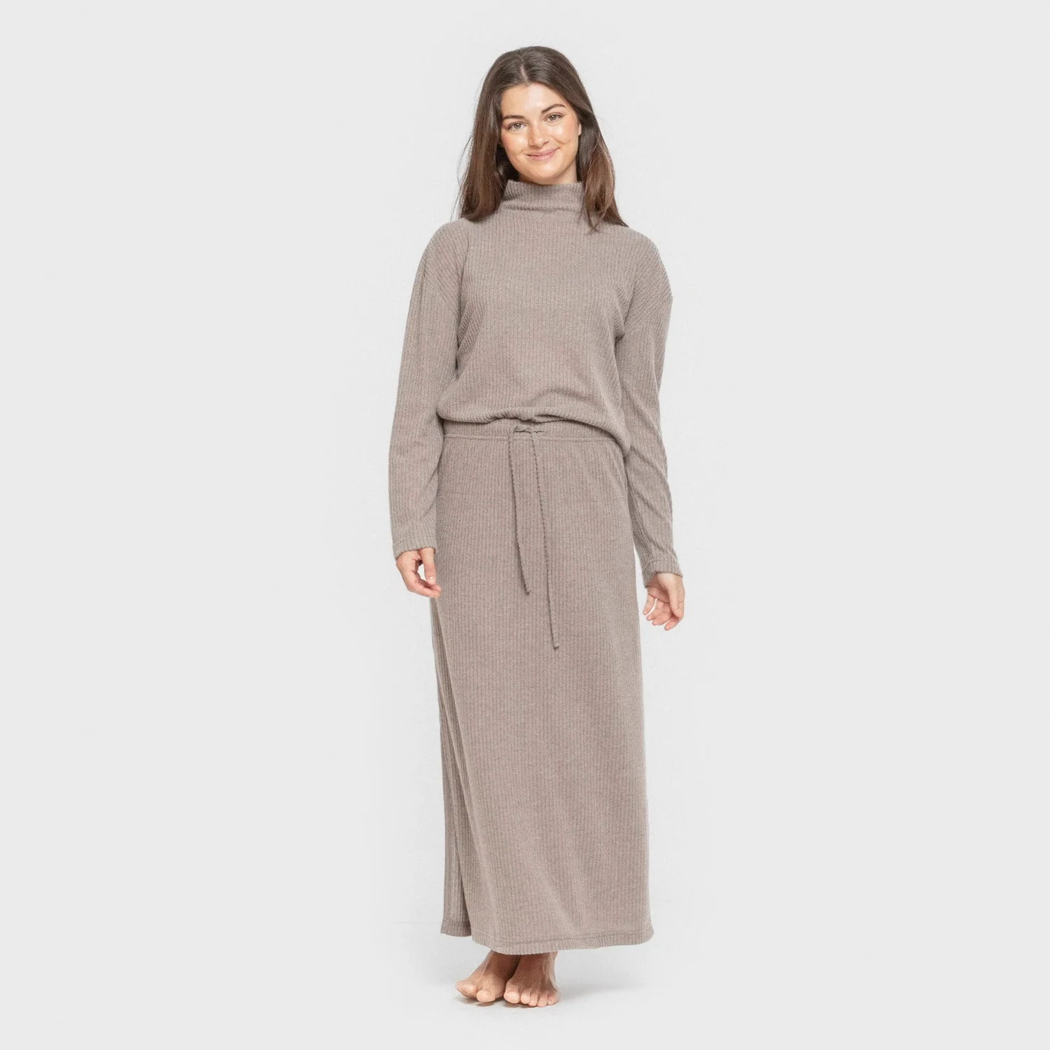 Gonna midi in rib a costine da donna