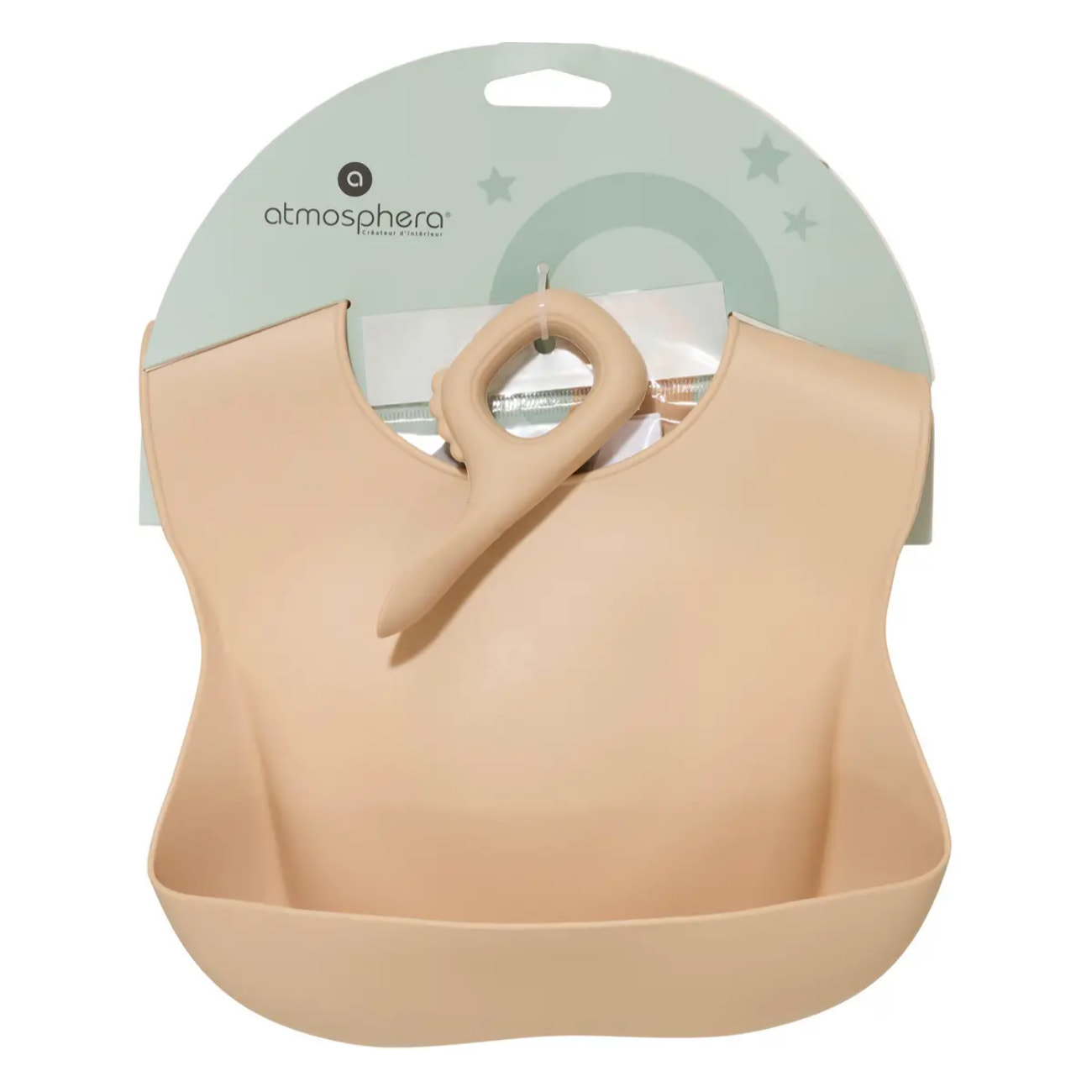 Set bavoir et cuillère Yum silicone beige
