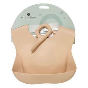 Set bavoir et cuillère Yum silicone beige
