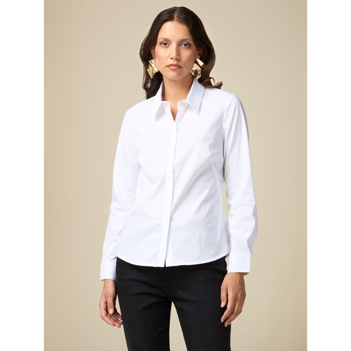 Oltre - Shirt with jewel button - Blanco