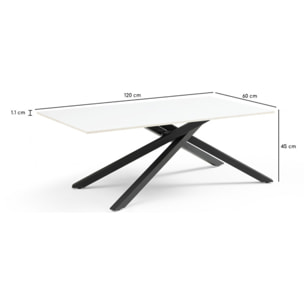 Table basse en céramique 120x60cm blanc pure - UNIK