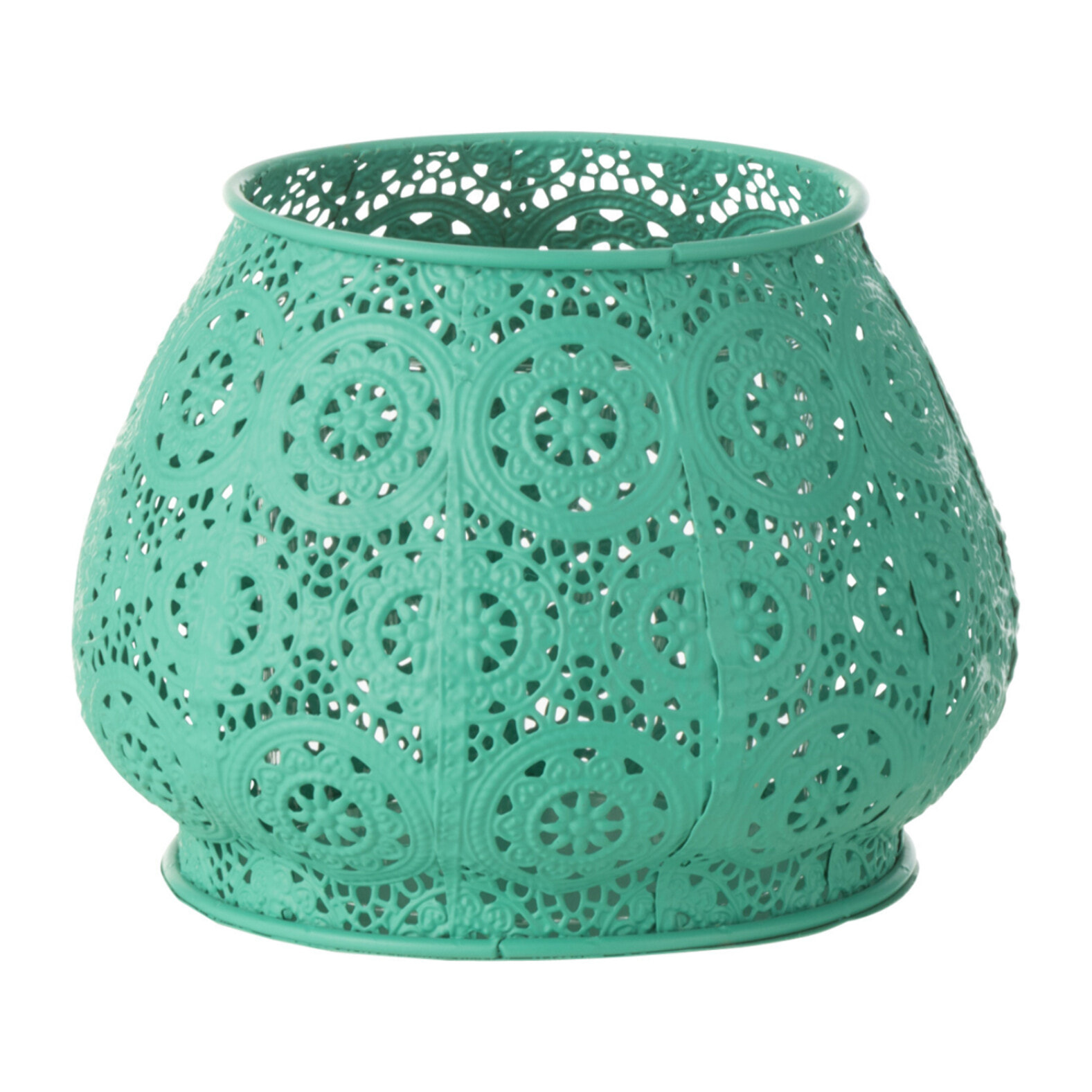 J-Line bougeoir Cylindre - métal/verre - cyaan - large