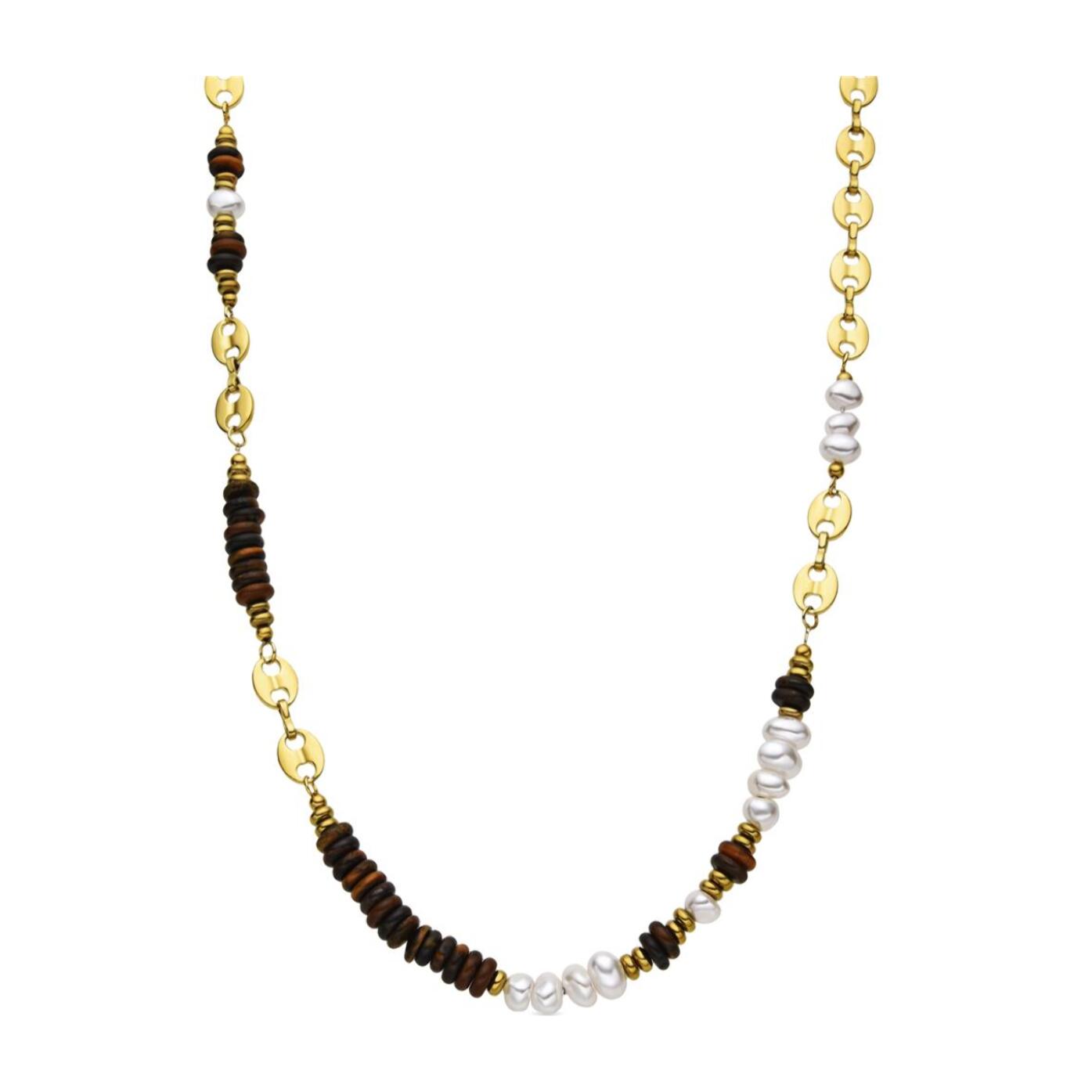 Collar con Ojo de Tigre acabado oro 18k