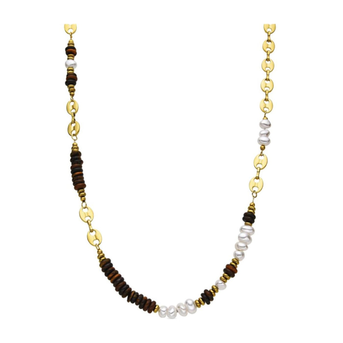 Collar con Ojo de Tigre acabado oro 18k