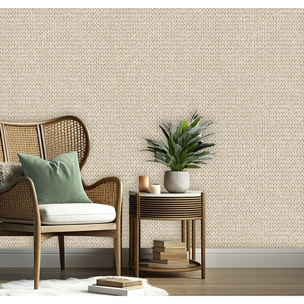 Papier peint effet maille tricot blanc ivoire