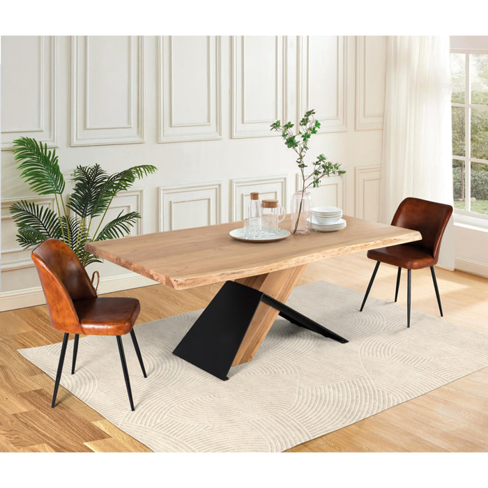 Mesas de Comedor de Madera Maciza de Acacia 200 Cm Estilo Industrial Contemporáneo