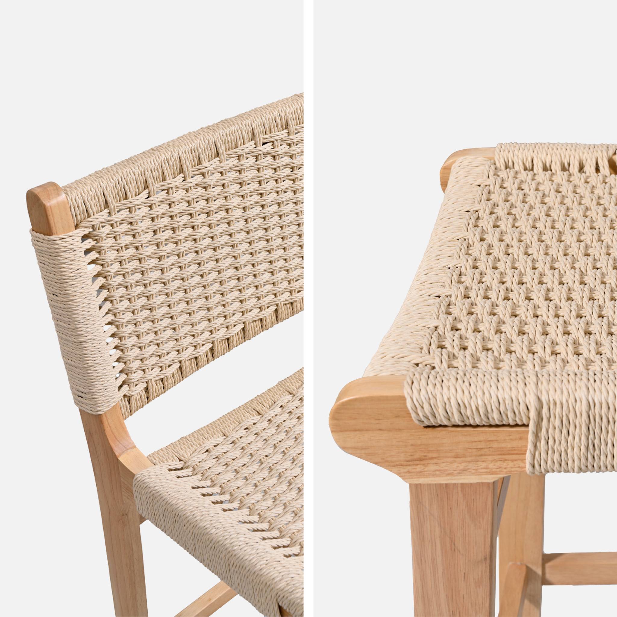 Tabouret de bar bois d'hévéa et assise en cordes 64cm (lot de 2) JOY