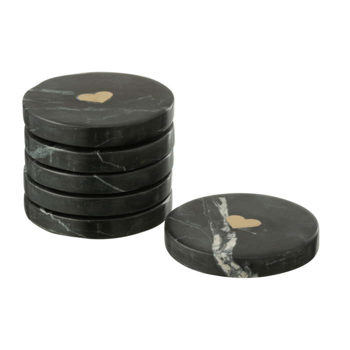 J-Line dessous de verre - verre - noir/or - boite de 6