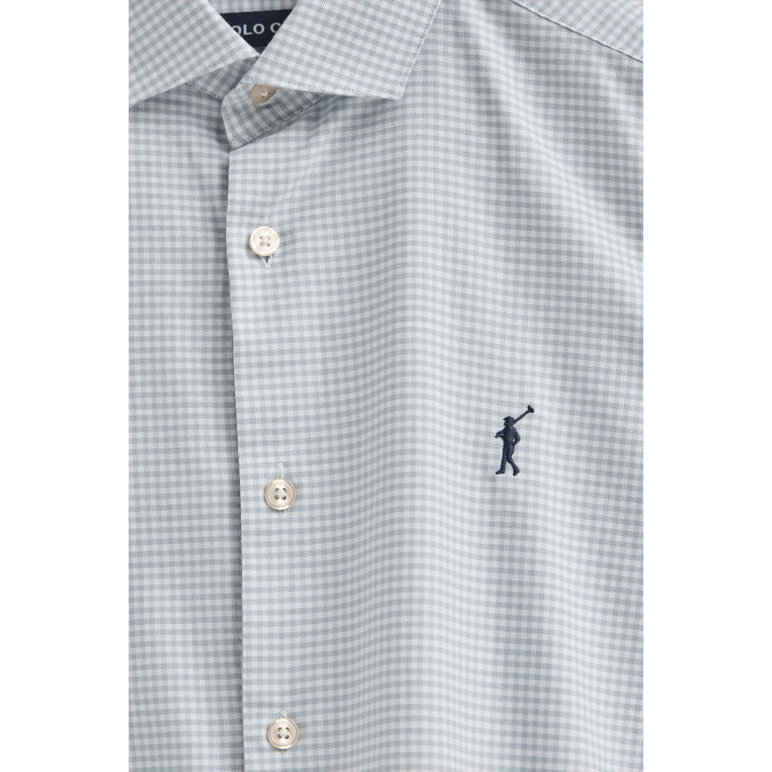 Camicia blu chiaro slim fit a quadri vichy con logo Rigby Go