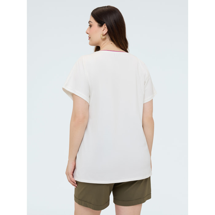 Fiorella Rubino - Camiseta de algodón con estampado tropical - Blanco