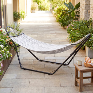 Soporte para Hamaca para 2-3 Personas, Largo 278 cm, Cadena Ajustable, con Estructura de Acero, Ganchos en S, Pies Antideslizantes, para Hamacas de 2,75-4 m, Carga 150 kg, Negro