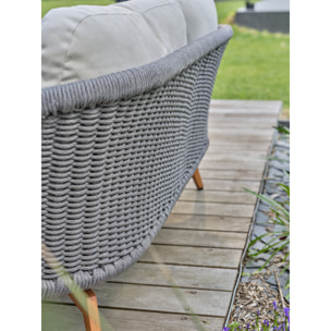 MYNTA - Salon bas de jardin 5 places - Effet bois