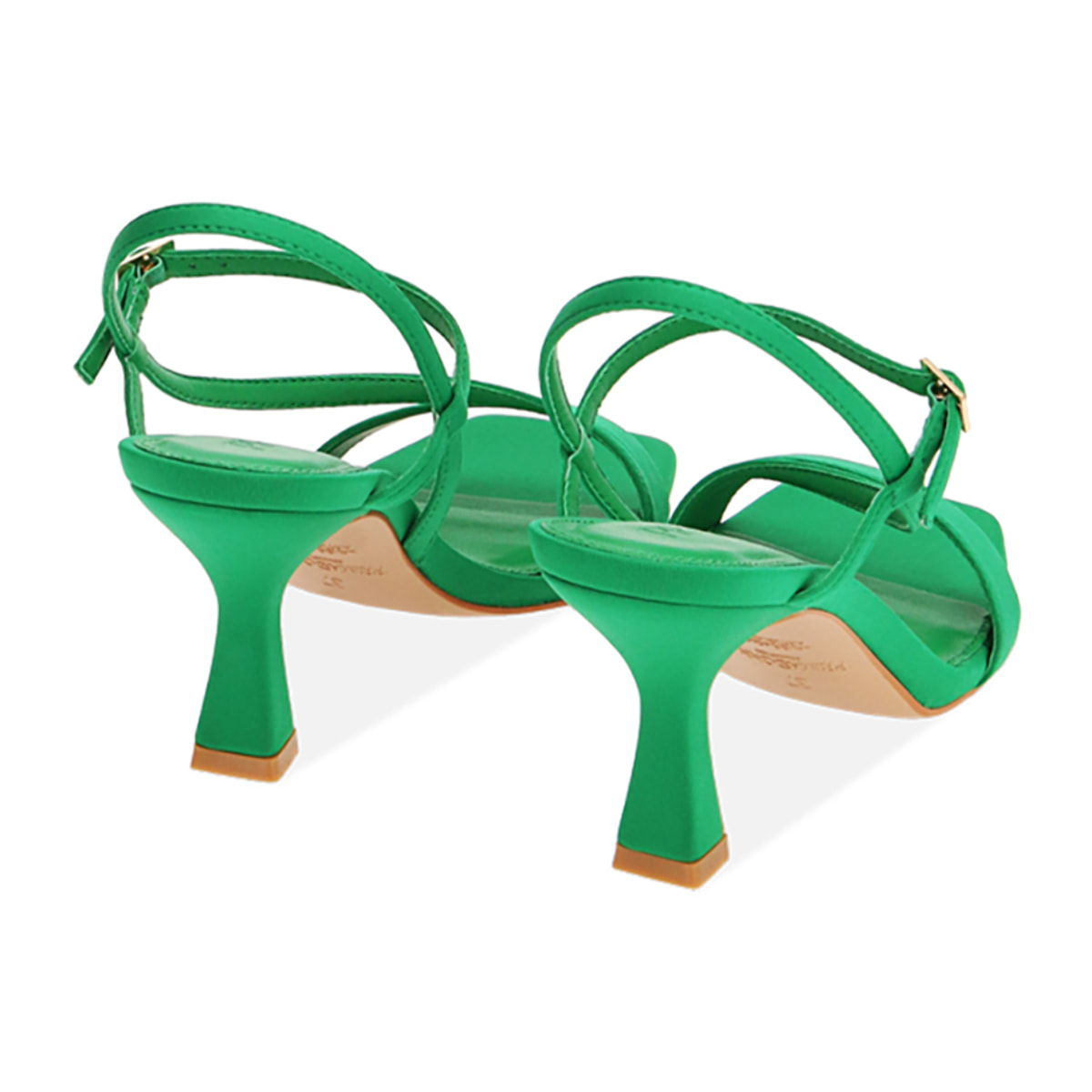 Sandalias de lycra verde, tacón de 7,5 cm