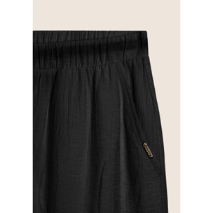 Pantaloni corti wide leg in tessuto crinkle
