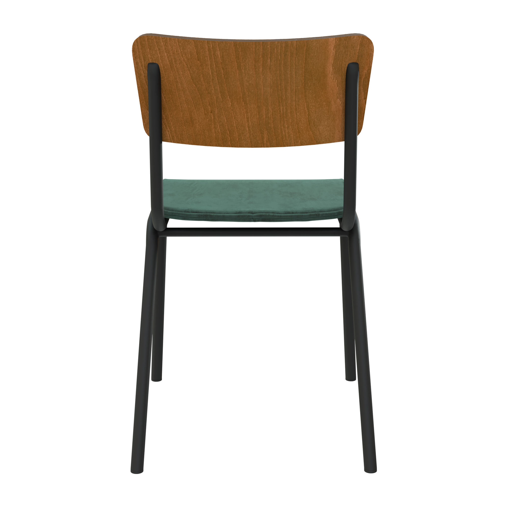 Lot de 2 chaises en bois foncé et velours vert - Nico