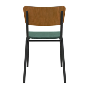 Lot de 2 chaises en bois foncé et velours vert - Nico