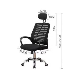 Chaise de bureau ergonomique réglable en hauteur avec appuie tête "Sébastien" - Noir