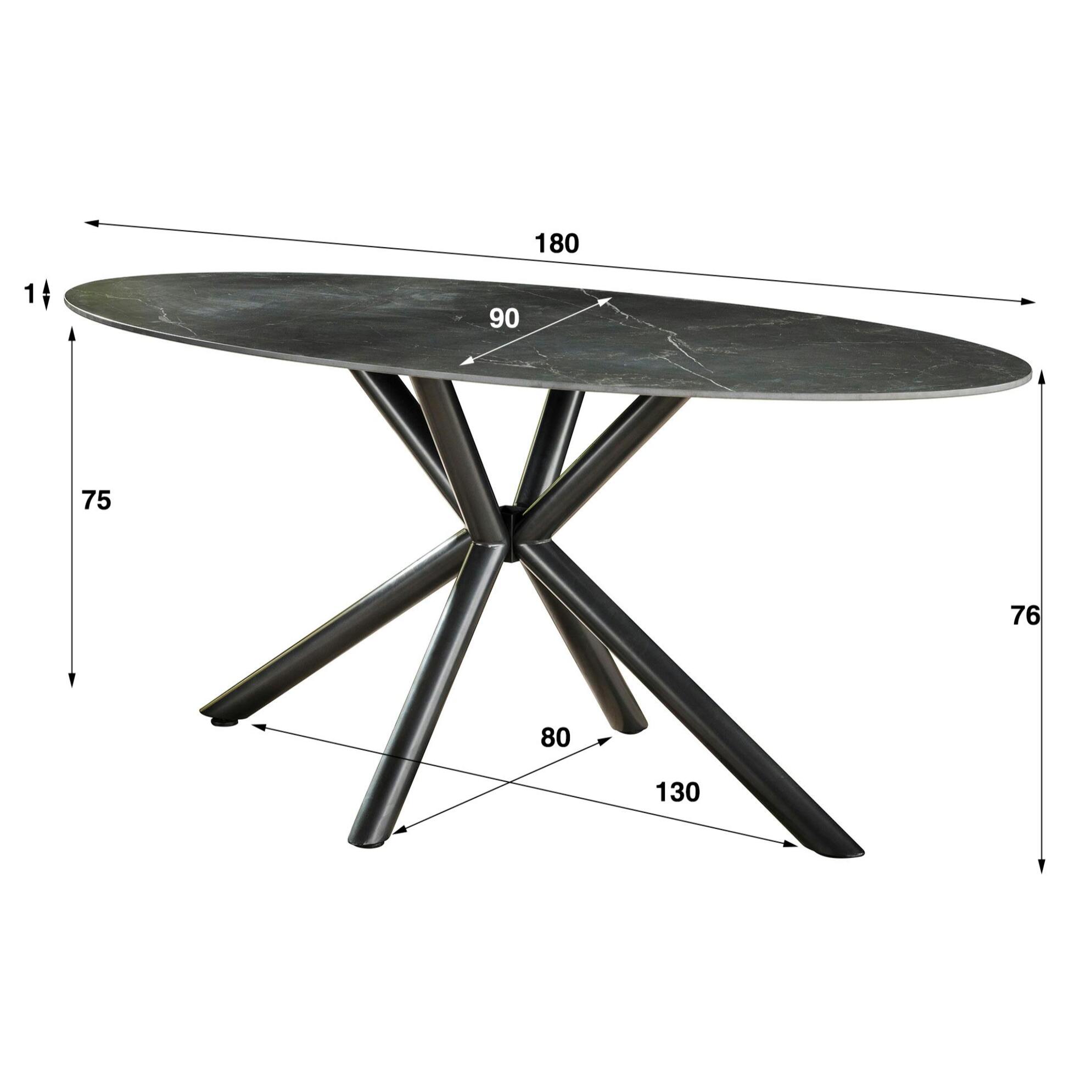 Table en céramique noire ovale 180 cm GALWAY