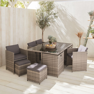 Table de jardin encastrable résine + Housse de protection gris foncé polyester