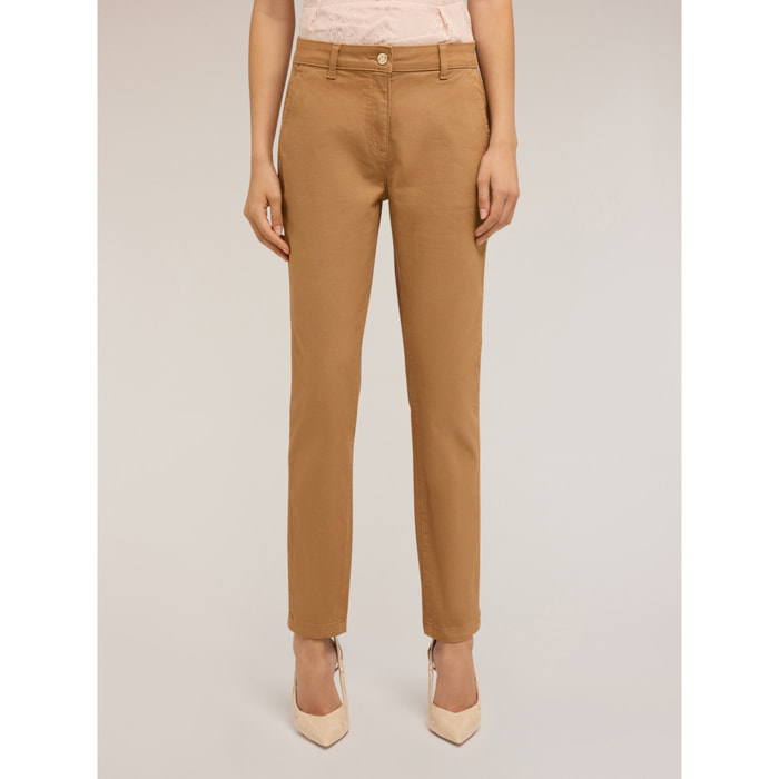 Motivi - Pantaloni chino Kendall in drill di cotone - Marrone