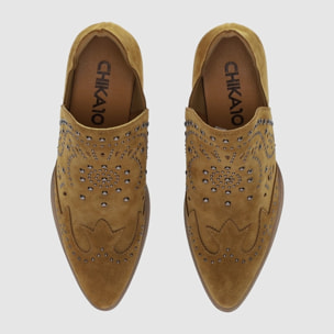 Botines de Serraje - Cuero - Tacón: 6 cm